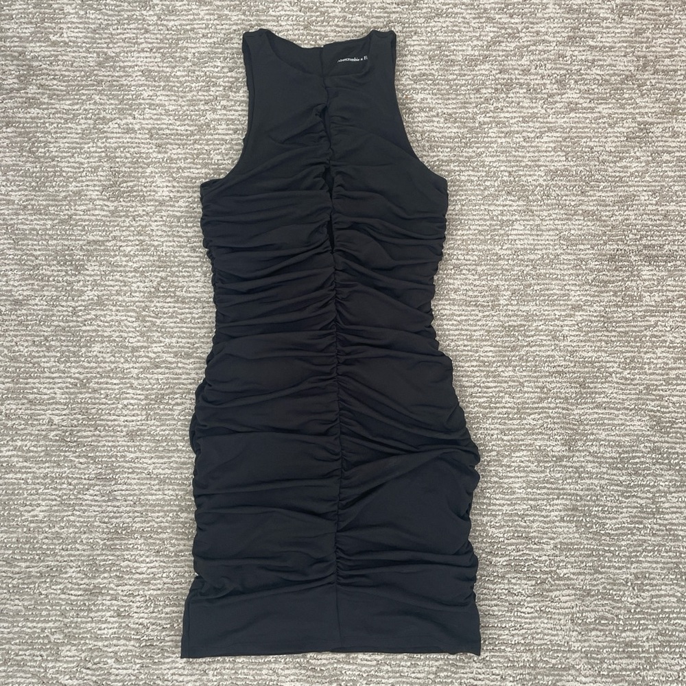 Abercrombie & Fitch Black Cut-Out Ruched Bodycon Mini Dress
